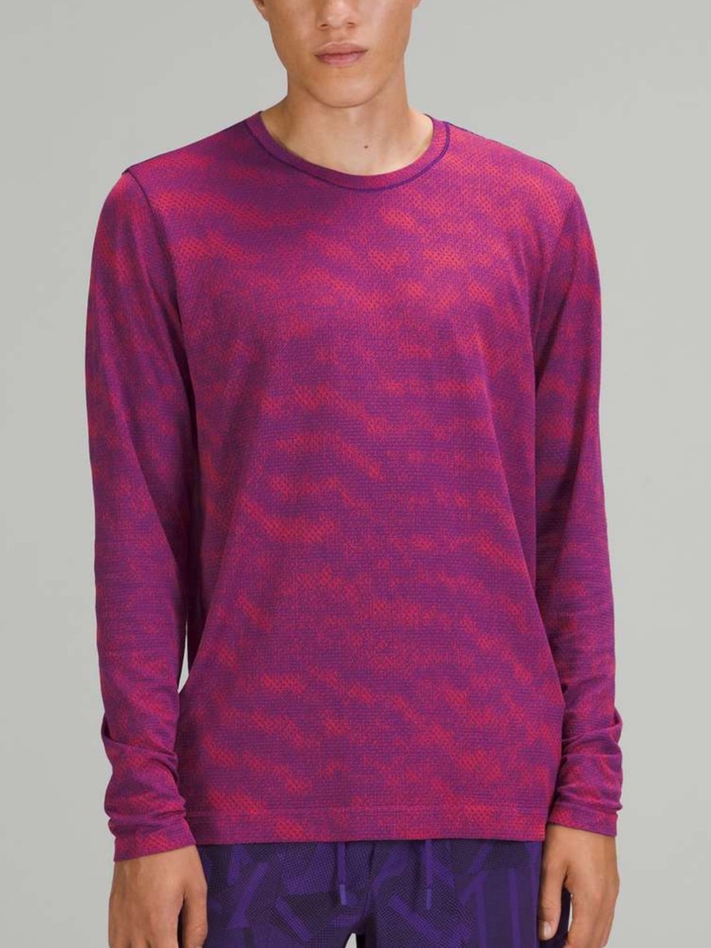Lululemon Metal Vent Breathe Long Sleeve ShirtHalf Tone Petrol Purple Autumn Red